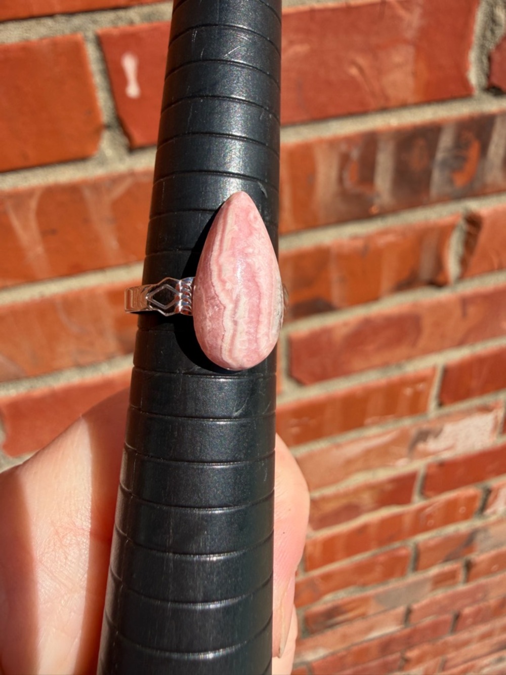 Teardrop Rhodochrosite  Stone Ring